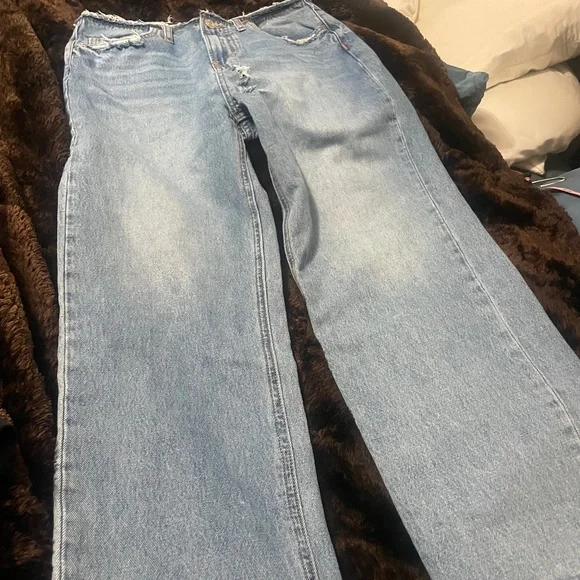 Vervet distressed raw hem wide leg jeans - Picture 1 of 15